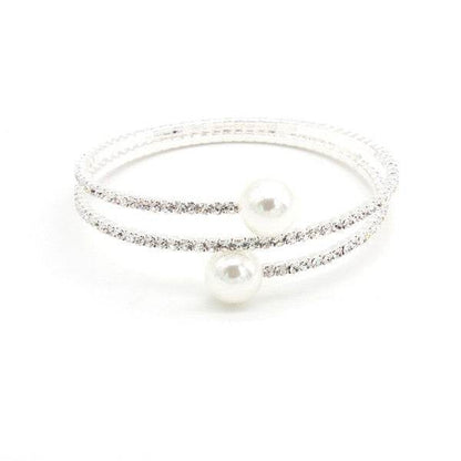 SPIRAL RHINESTONE BRACELET with PEARLS
