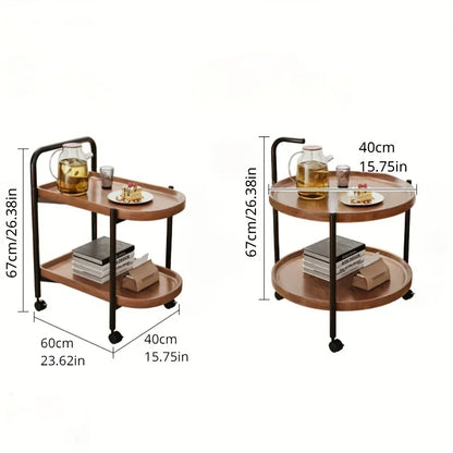 Nordic Style Rolling Side Table, Sofa Table with Wheels - Suitable for Modern Style Home Decor and Storage