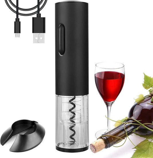 Rechargeable Electric Wine Opener Set - Automatic Corkscrew with Foil Cutter & USB Charger - Perfect Gift for Wine Lovers