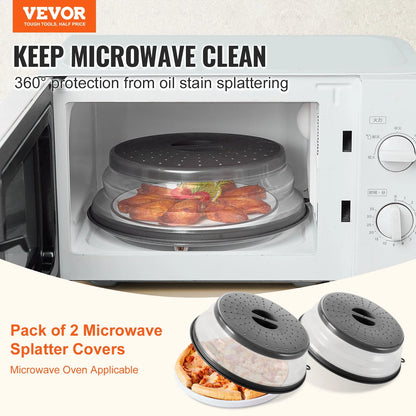 VEVOR 2PCS Microwave Splatter Covers 10.4 Collapsible Microwave Food Lid 300¡Ãf