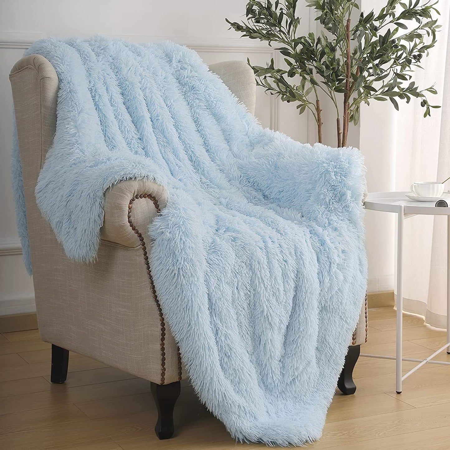 Super Soft Reversible Sherpa Cozy Bubbie Blue Throw Blanket for Ultimate Comfort & Style