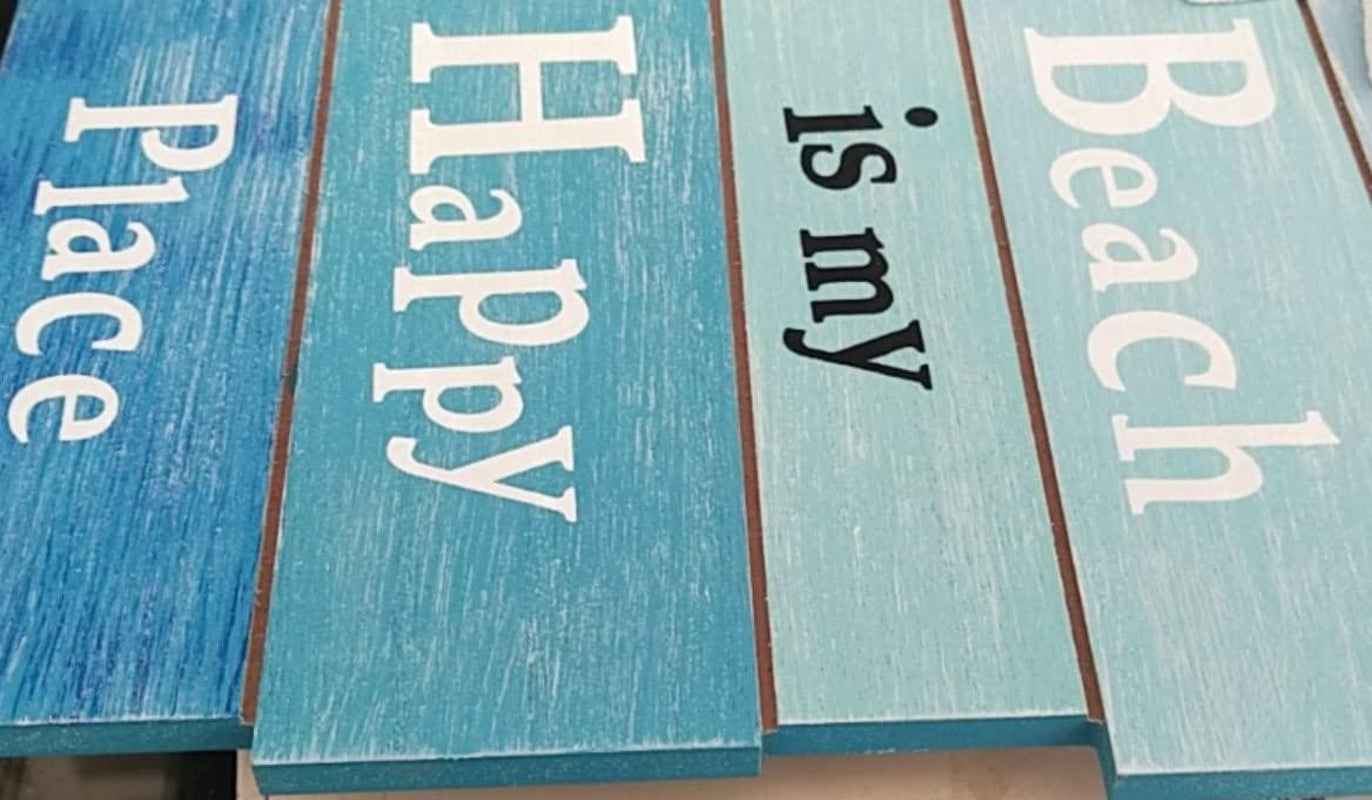 The Beach Is My Happy Place Beach Sign Beach Themed Decor for Home and Bathroom Nautical Wall Decor Wooden Sea Ocean Plaques