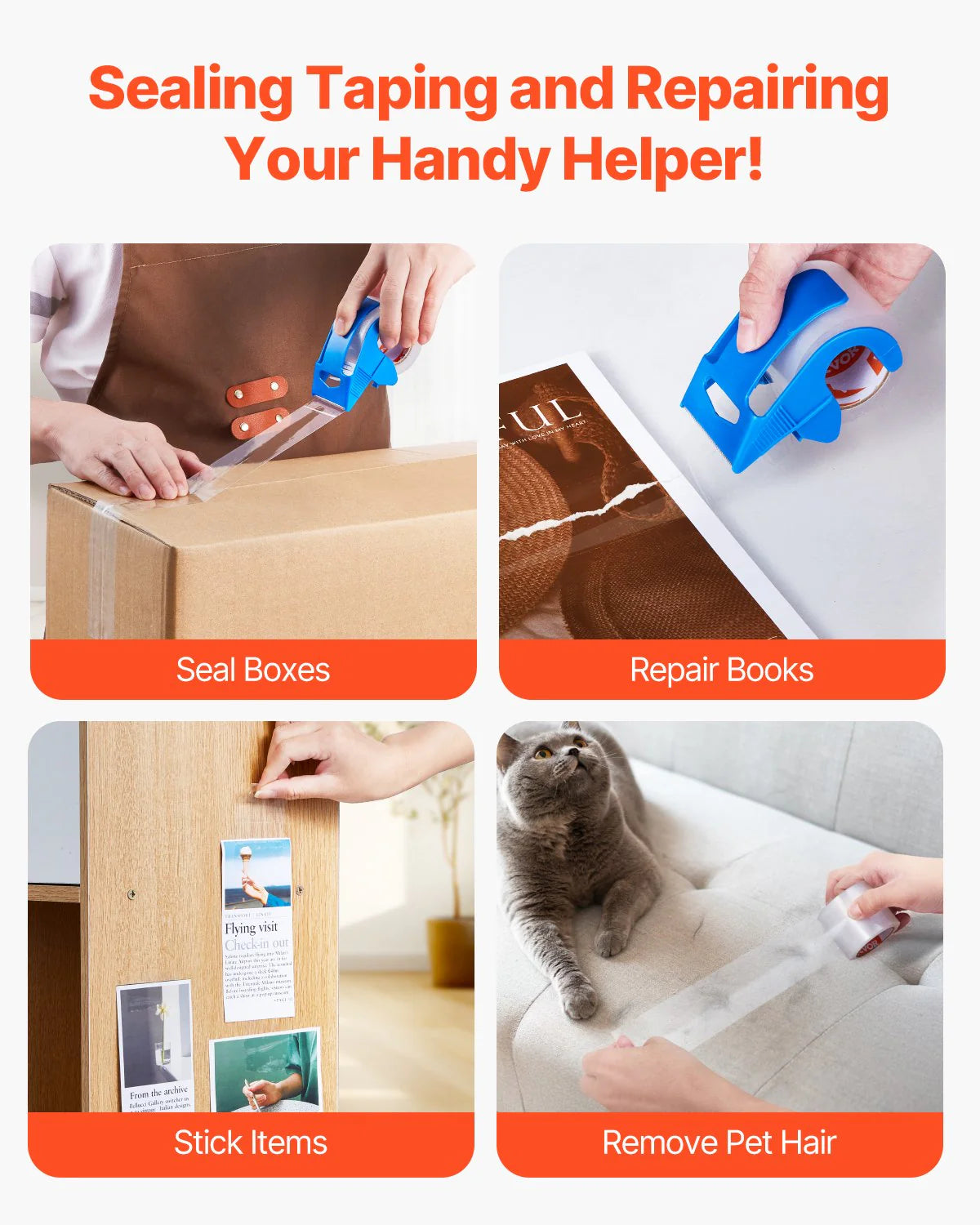 Clear Packing Tape 6 Rolls 25 Yards Clear Shipping Tape with Dispenser 2.7 Mil