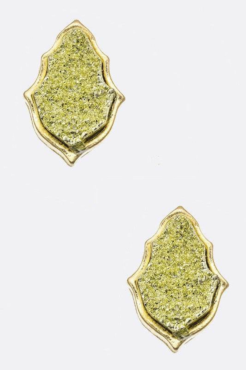 Druzy Leaf Stud Earrings