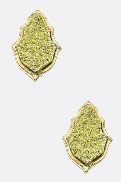 Druzy Leaf Stud Earrings