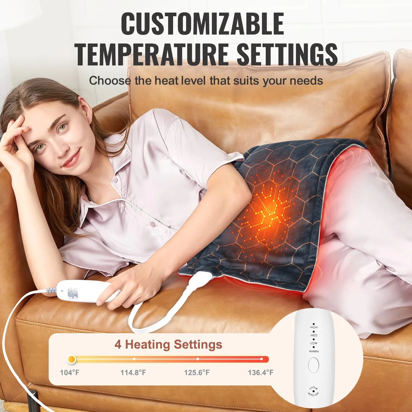 VEVOR Weighted Heating Pad with Far Infrared Therapy 12 X 24 in for Pain Relief