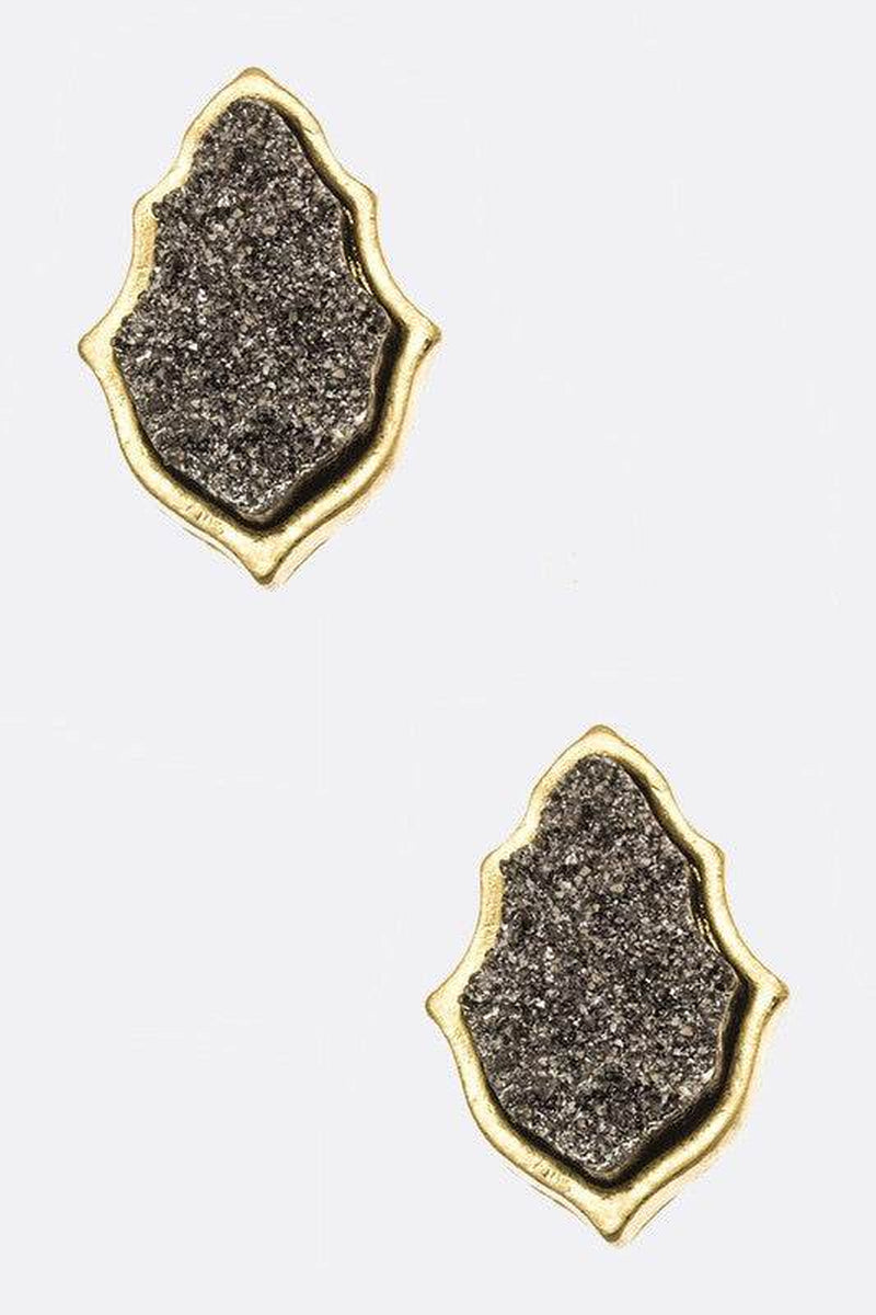 Druzy Leaf Stud Earrings