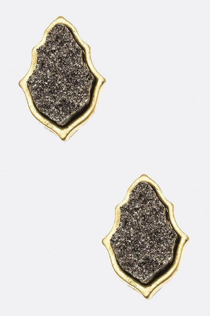 Druzy Leaf Stud Earrings