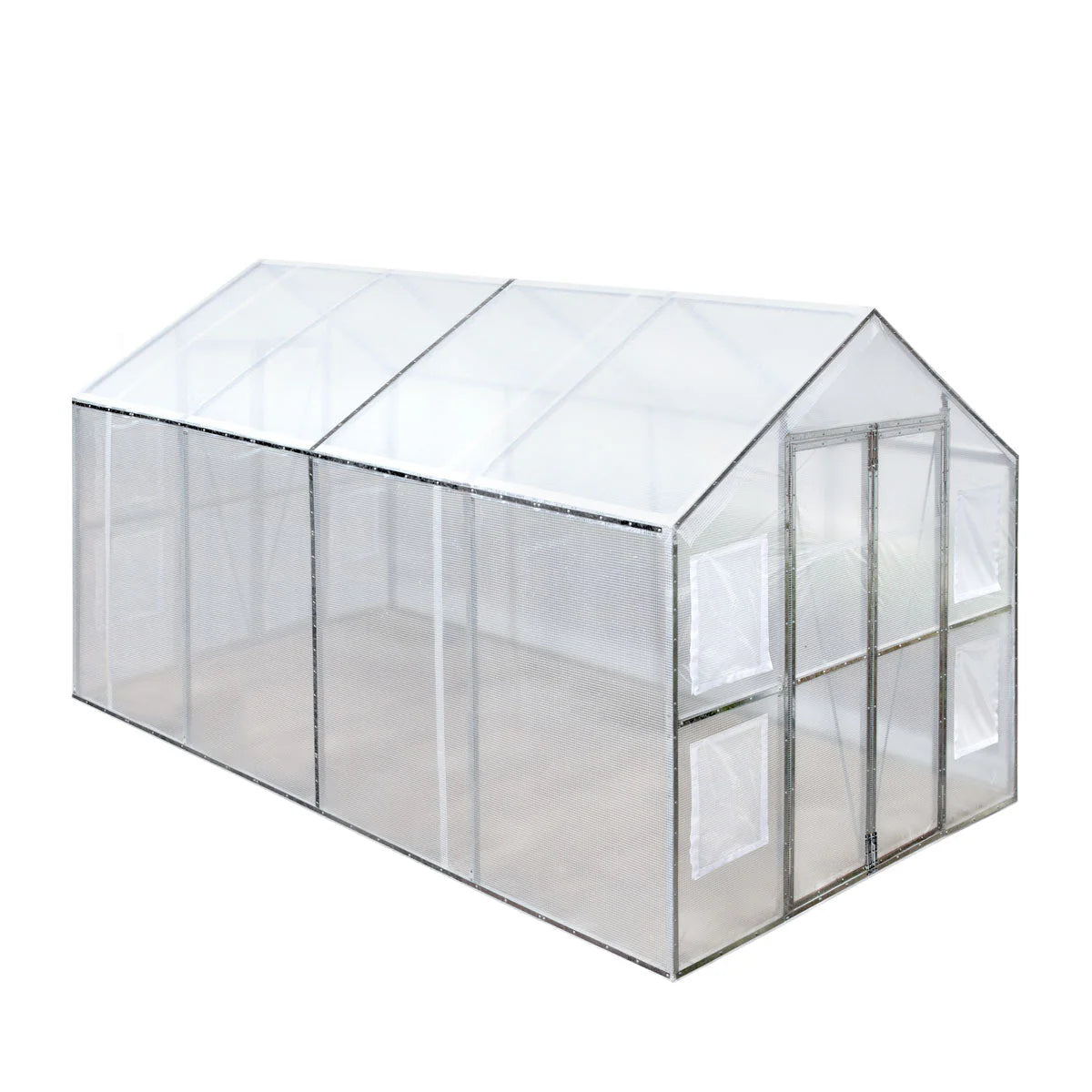 8’ X 13’ Greenhouse Grow Tent W/20 Mil Ripstop Leno Mesh PVC Cover, Galvanized Steel Frame, Roll-Up Windows, TMG-GH813