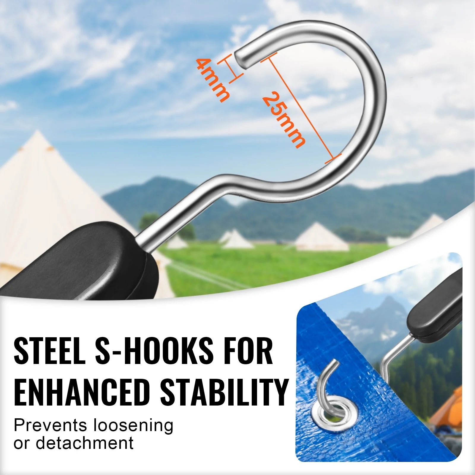 VEVOR 4 Pcs Flat Bungee Cord Set 20 Mm Heavy Duty Bungee Straps with S-Hook 40