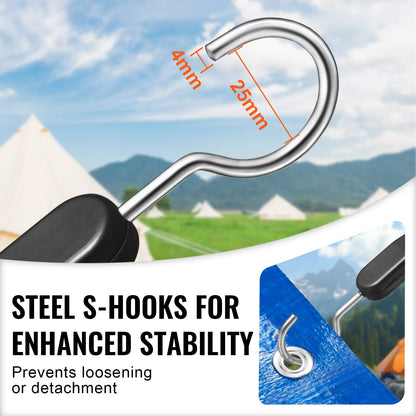 VEVOR 4 Pcs Flat Bungee Cord Set 20 Mm Heavy Duty Bungee Straps with S-Hook 40