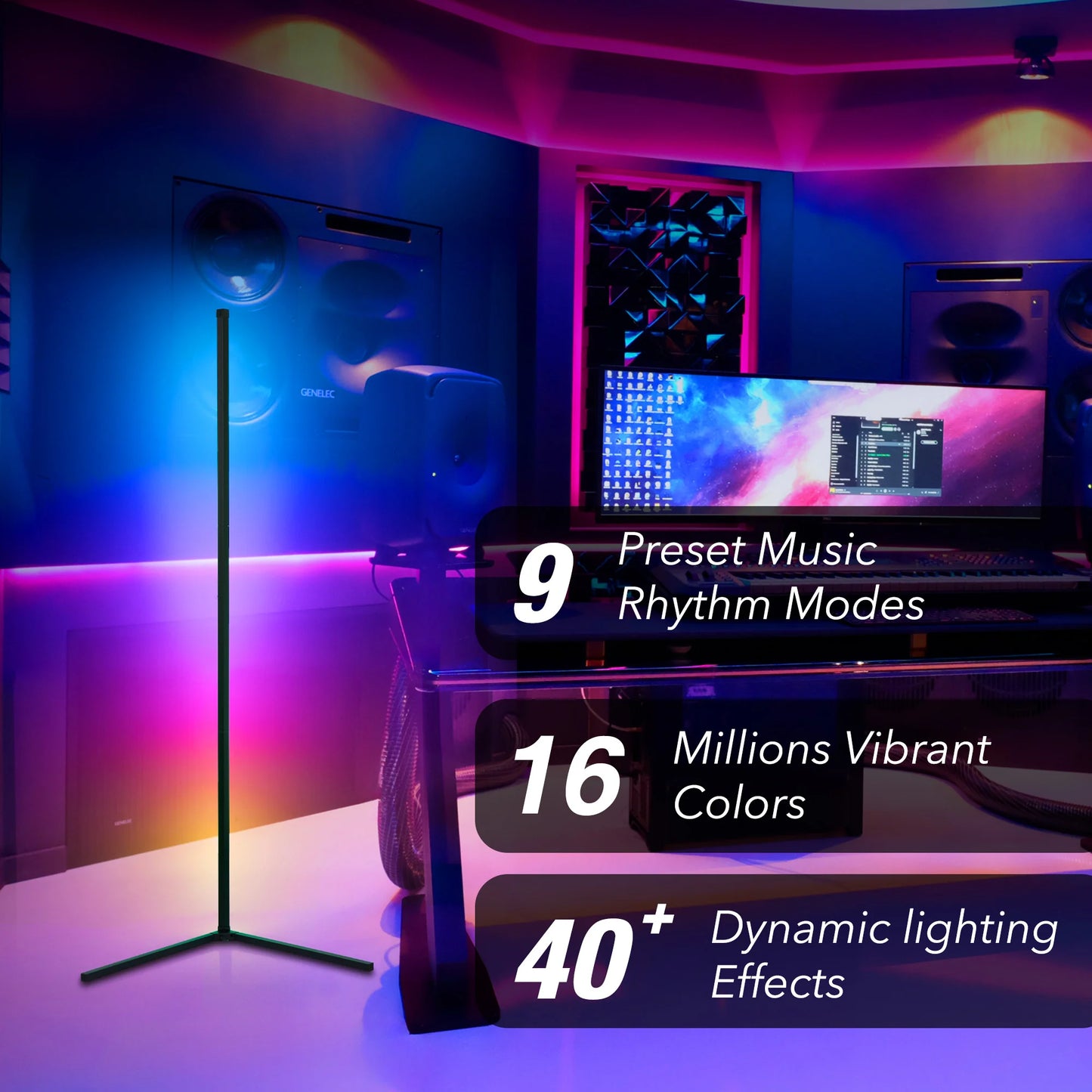 RGB Corner Floor Lamp, Support App, Music Sync
