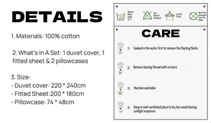 Retro Jersey Knit Stripe Queen Duvet Cover Set with Pillowcases & Fitted Sheet